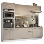 Combo completo de Cocina 270 cm 10 Puertas 3 Cajones Sin Mesada Blanco/Crema Agata Madesa