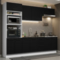 Combo completo de Cocina 270 cm 10 Puertas 3 Cajones Sin Mesada Blanco/Negro Agata Madesa