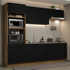 Combo completo de Cocina 270 cm 10 Puertas 3 Cajones Sin Mesada Marrón/Negro Agata Madesa