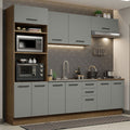 Combo completo de Cocina 270 cm 10 Puertas 3 Cajones Sin Mesada Marrón/Gris Agata Madesa