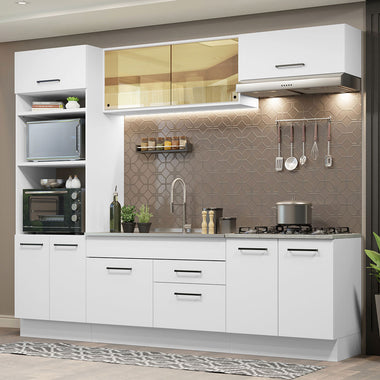 Combo completo de Cocina 270 cm 9 Puertas 2 Cajones Sin Mesada Blanco Agata Madesa