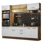Combo completo de Cocina 270 cm 9 Puertas 2 Cajones Sin Mesada Marrón/Blanco Agata Madesa