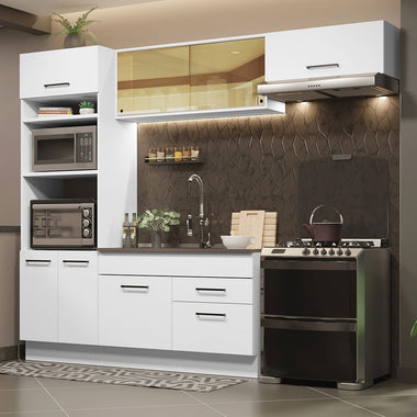 Combo completo de Cocina 270 cm 7 Puertas 2 Cajones Sin Mesada Blanco Agata Madesa