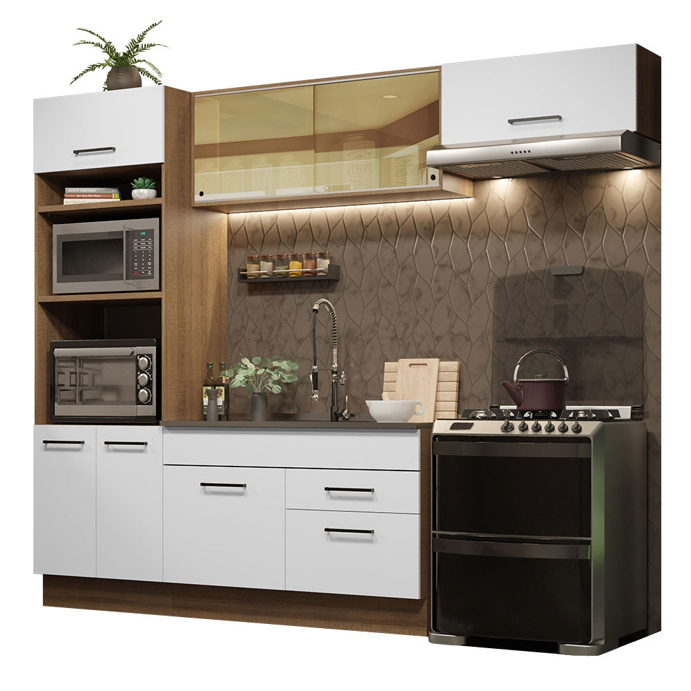 Combo completo de Cocina 270cm Marrón Blanco Agata Madesa 04