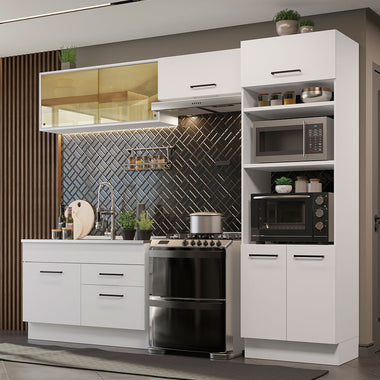 Combo completo de Cocina 270 cm 7 Puertas 2 Cajones Sin Mesada Blanco Agata Madesa