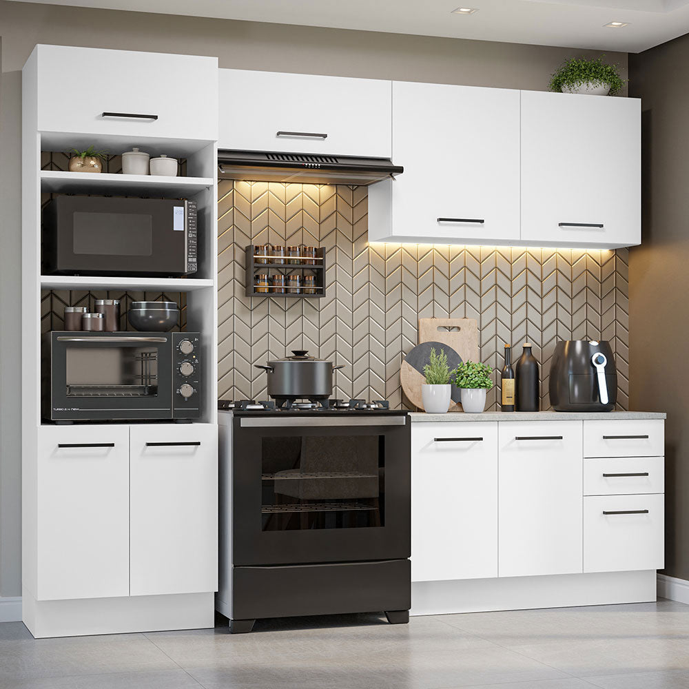 Combo completo de Cocina 270 cm 8 Puertas 3 Cajones Sin Mesada Blanco Agata Madesa 07