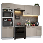 Combo completo de Cocina 270 cm 8 Puertas 3 Cajones Sin Mesada Blanco/Crema Agata Madesa 07