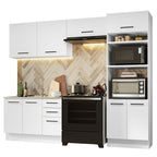 Combo completo de Cocina 270 cm 8 Puertas 3 Cajones Sin Mesada Blanco Agata Madesa 08