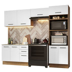 Combo completo de Cocina 270 cm 8 Puertas 3 Cajones Sin Mesada Marrón/Blanco Agata Madesa