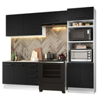 Combo completo de Cocina 270 cm 8 Puertas 3 Cajones Sin Mesada Blanco/Negro Agata Madesa 08