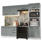 Combo completo de Cocina 270 cm 8 Puertas 3 Cajones Sin Mesada Blanco/Gris Agata Madesa 08