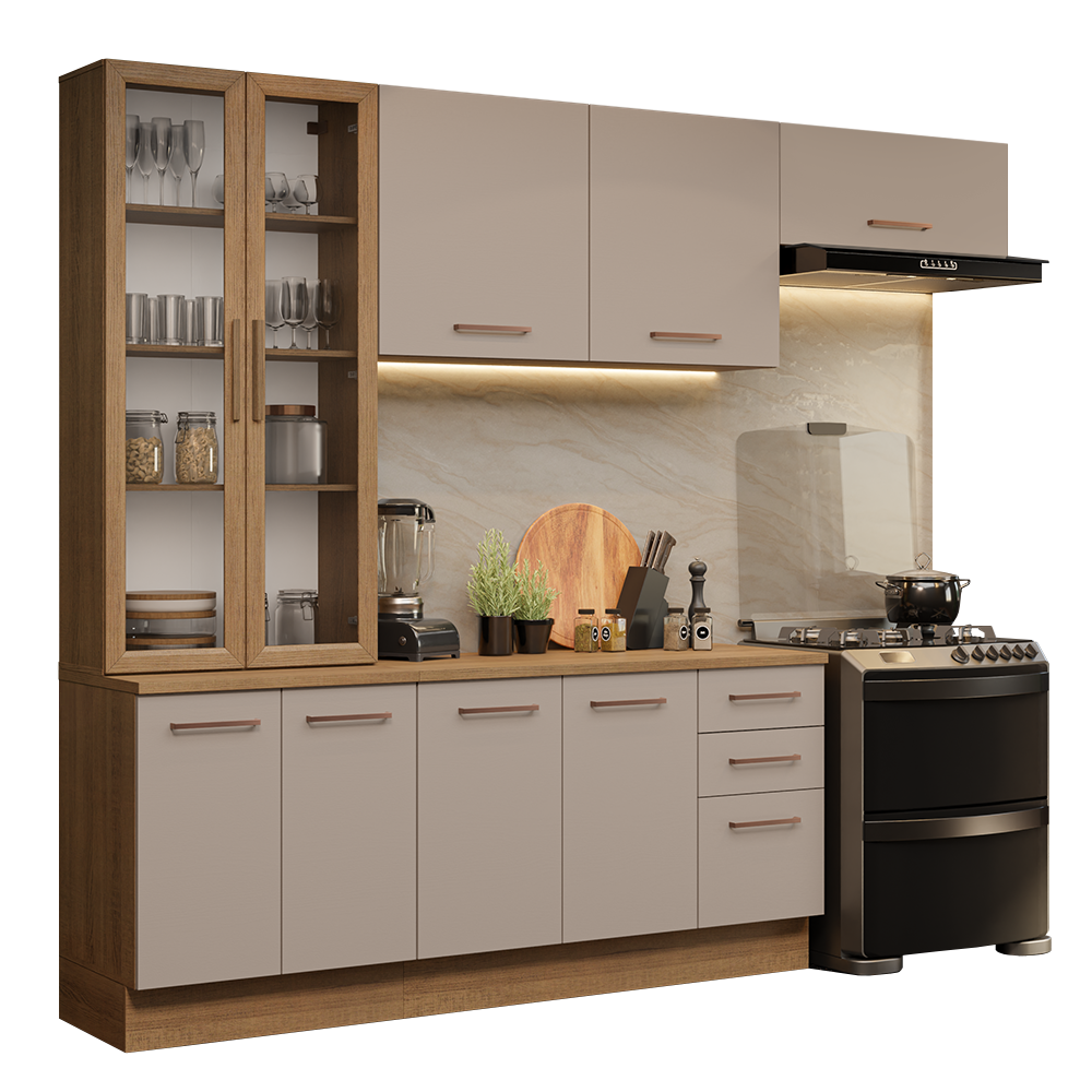 Combo completo de Cocina con Cristalero 270 cm Madesa Agata MN