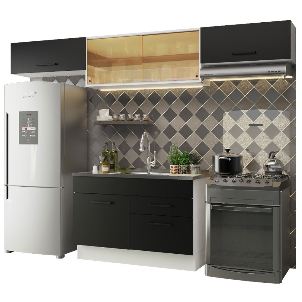 Cocina Compacta 280 cm Blanco/Negro Agata Madesa 01