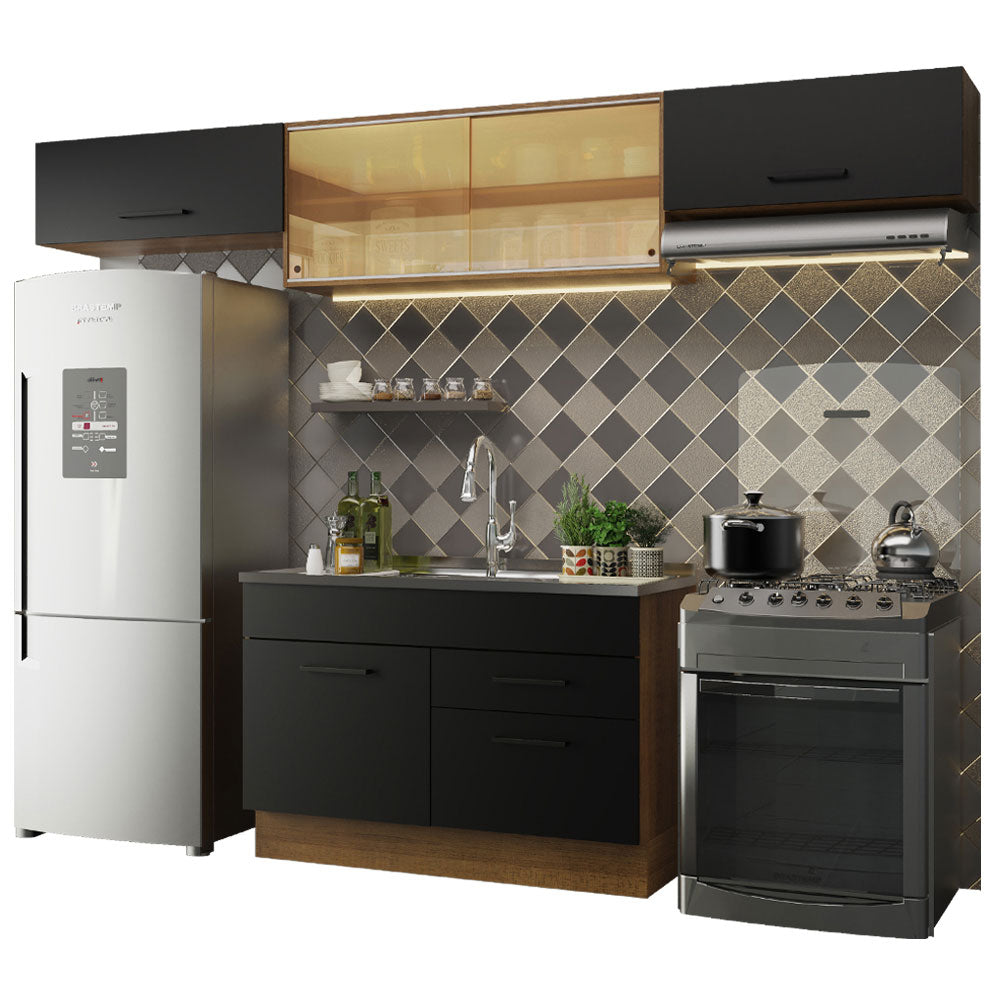 Cocina Compacta 280 cm Agata Marrón/Negro 01