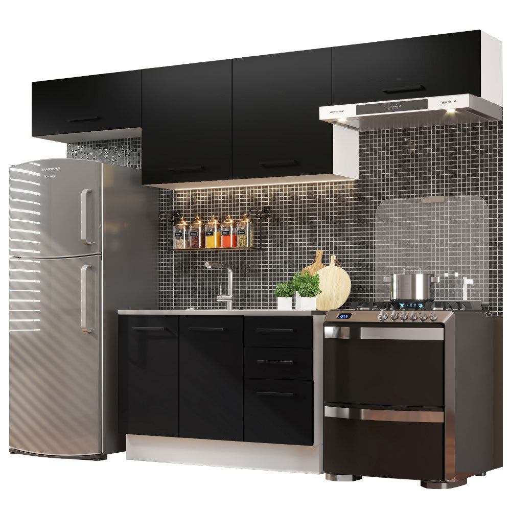 Cocina Compacta 280 cm Agata Blanco/Negro 02