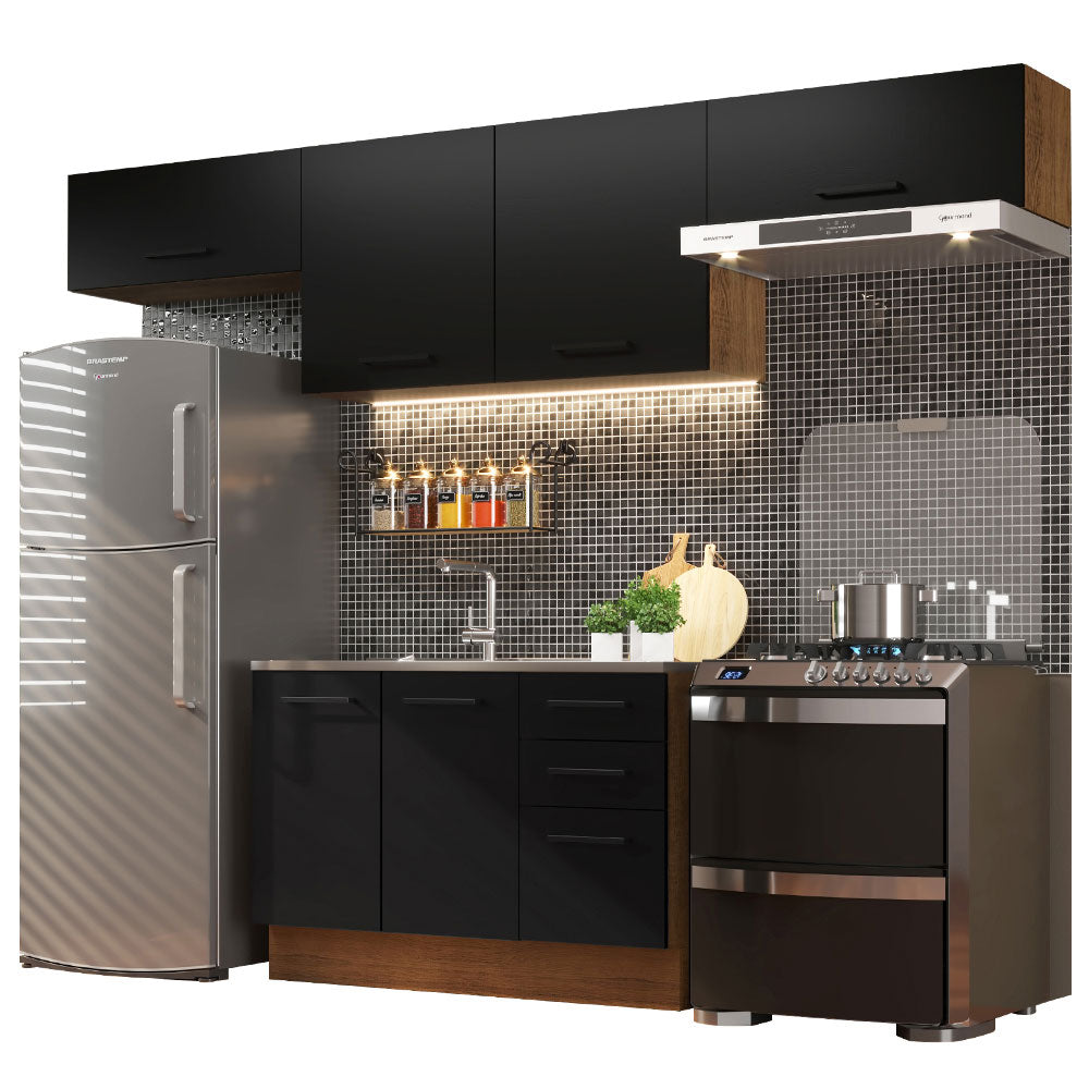 Cocina Compacta 280 cm Agata Marrón/Negro 02