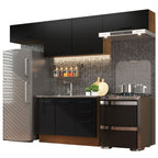 Cocina Compacta 280 cm 6 Puertas 3 Cajones Sin Mesada Marrón/Negro Agata Madesa