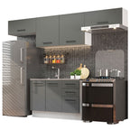 Combo completo de Cocina 280 cm 5 Puertas 3 Cajones Sin Mesada Blanco/Gris Agata Madesa