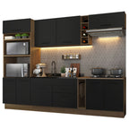 Combo completo de Cocina 290 cm 9 Puertas 2 Cajones Sin Mesada Marrón/Negro Agata Madesa