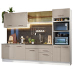 Combo completo de Cocina 310 cm 10 Puertas 2 Cajones Sin Mesada Blanco/Crema Agata Madesa