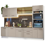Combo completo de Cocina, 310 cm, Blanco/Crema Agata 01