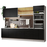 Combo completo de Cocina, 310cm, Blanco/Negro Agata 01