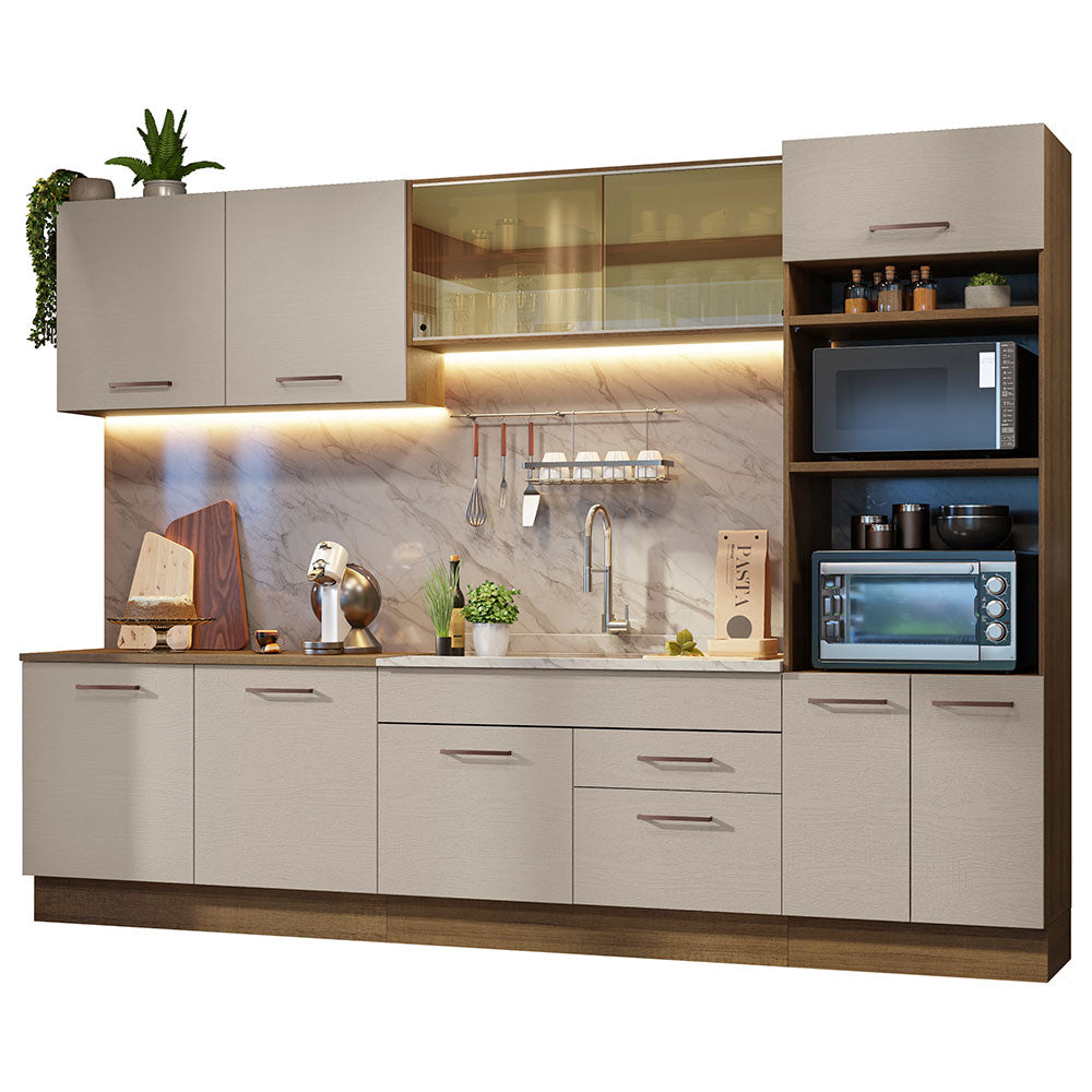 Combo completo de Cocina 310 cm Marrón/Crema Agata 01