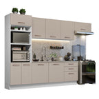 Combo completo de Cocina 330 cm 9 Puertas 3 Cajones Sin Mesada Blanco/Crema Agata Madesa