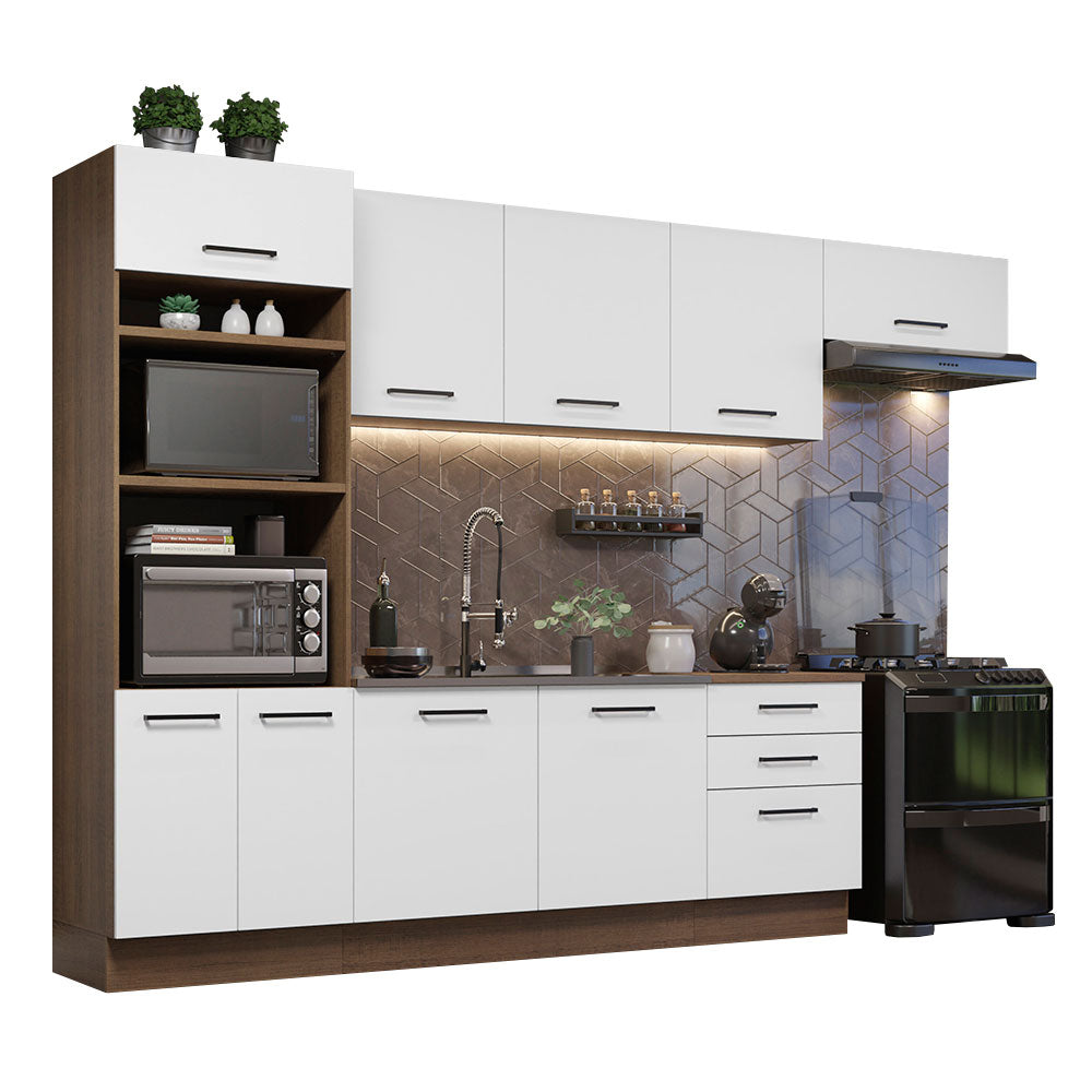 Combo completo de Cocina 330cm Marrón Blanco Agata 01