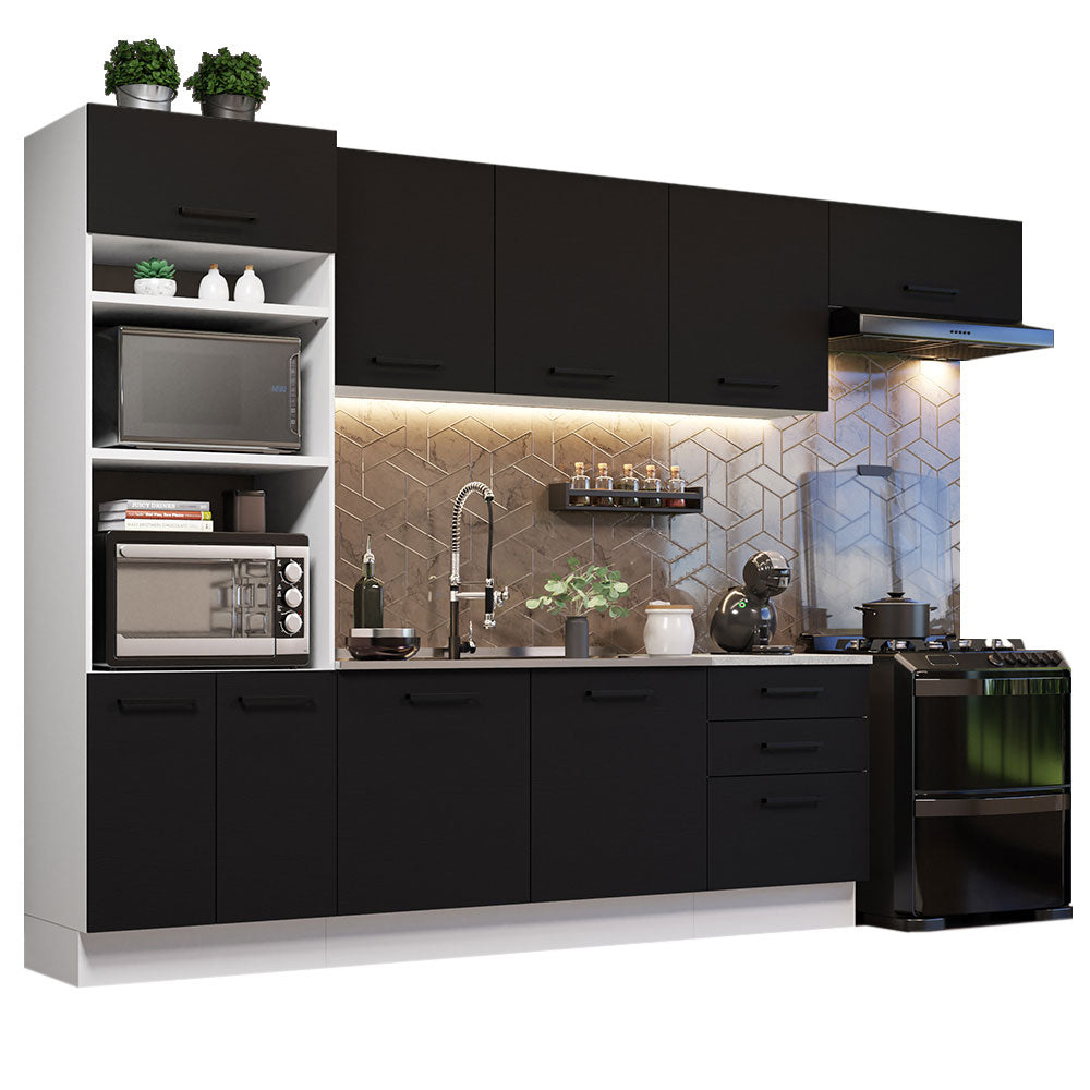 Combo completo de Cocina, 330cm, Blanco Negro Agata 01