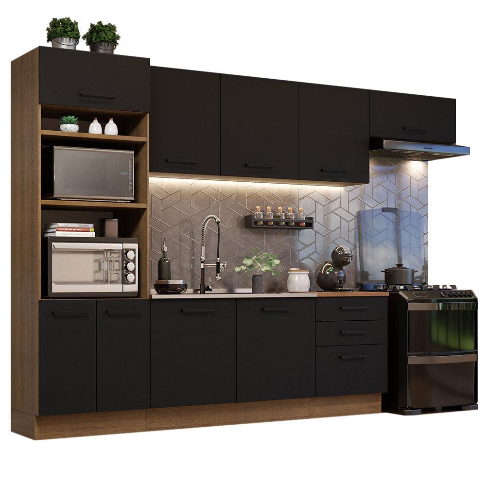 Combo completo de Cocina 330cm Marrón Negro Agata 01