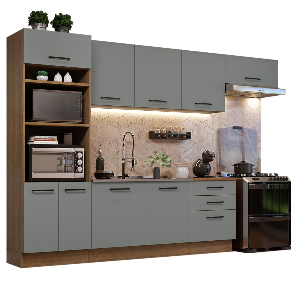 Combo completo de Cocina 330cm Marrón Gris Agata 01