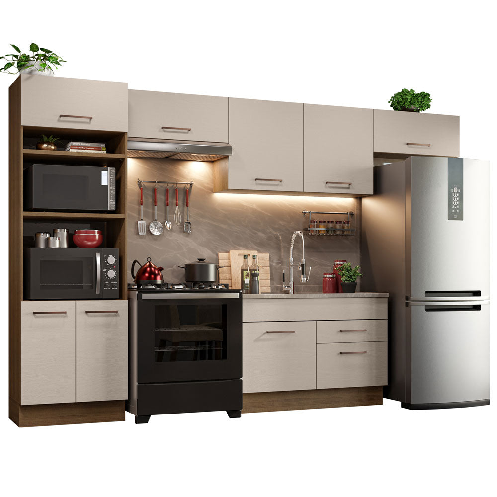 Combo completo de Cocina 350cm Marrón/Crema Agata Madesa 01