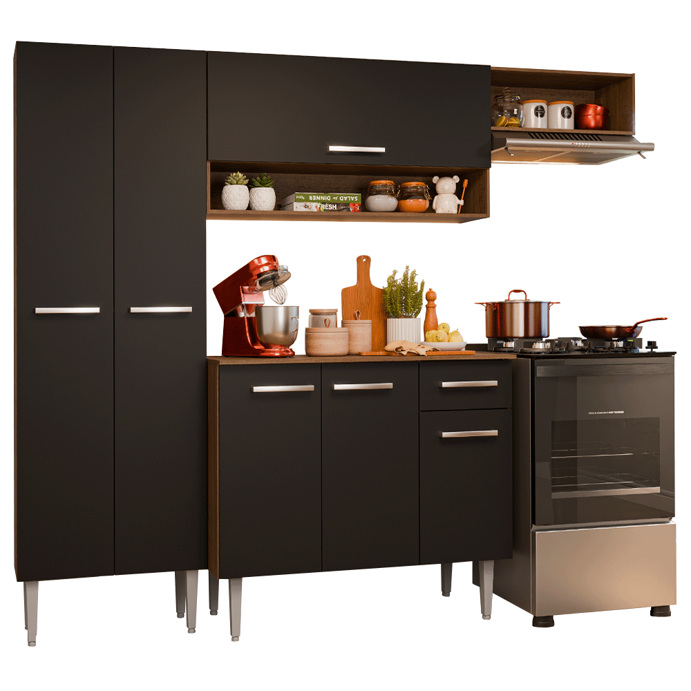 Combo completo de Cocina 220 cm Marrón/Negro Deli Madesa 02