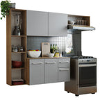 Cocina Compacta 180 cm 5 Puertas 1 Cajón Marrón/Gris Easy Madesa