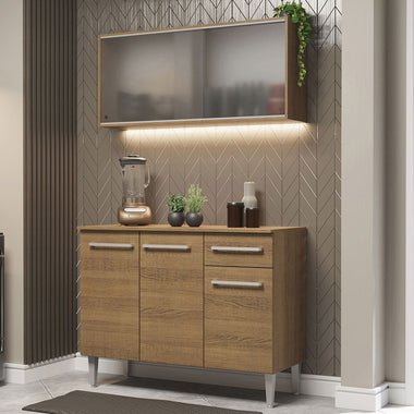 Cocina Compacta 105 cm 5 Puertas 1 Cajón Marrón Emilly Madesa