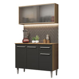 Combo de Cocina Emilly 105cm Con Alacena Marrón/Negro Madesa 01