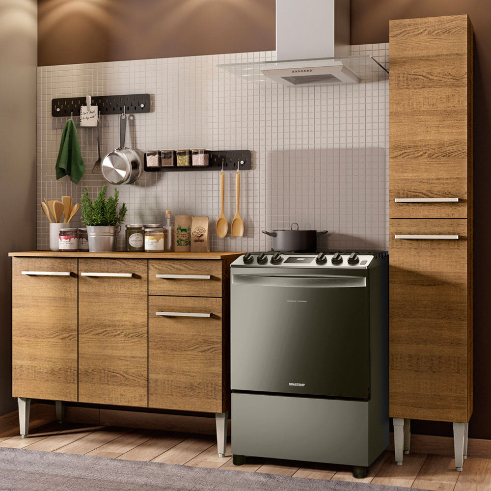 Mueble de Cocina Compacto 137cm Marrón Emilly Plata 0