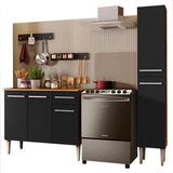 Combo de Cocina 137cm Marrón/Negro Emilly Silver Madesa 01
