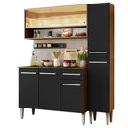 Cocina Compacta 137 cm 7 Puertas 1 Cajón Marrón/Negro Emilly Madesa