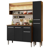 Combo de Cocina 137cm Marrón/Negro Emilly Art Madesa 04
