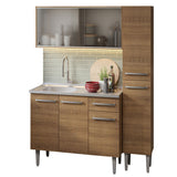 Combo completo de Cocina 137 cm con Bacha de acero, Marrón Emilly 07