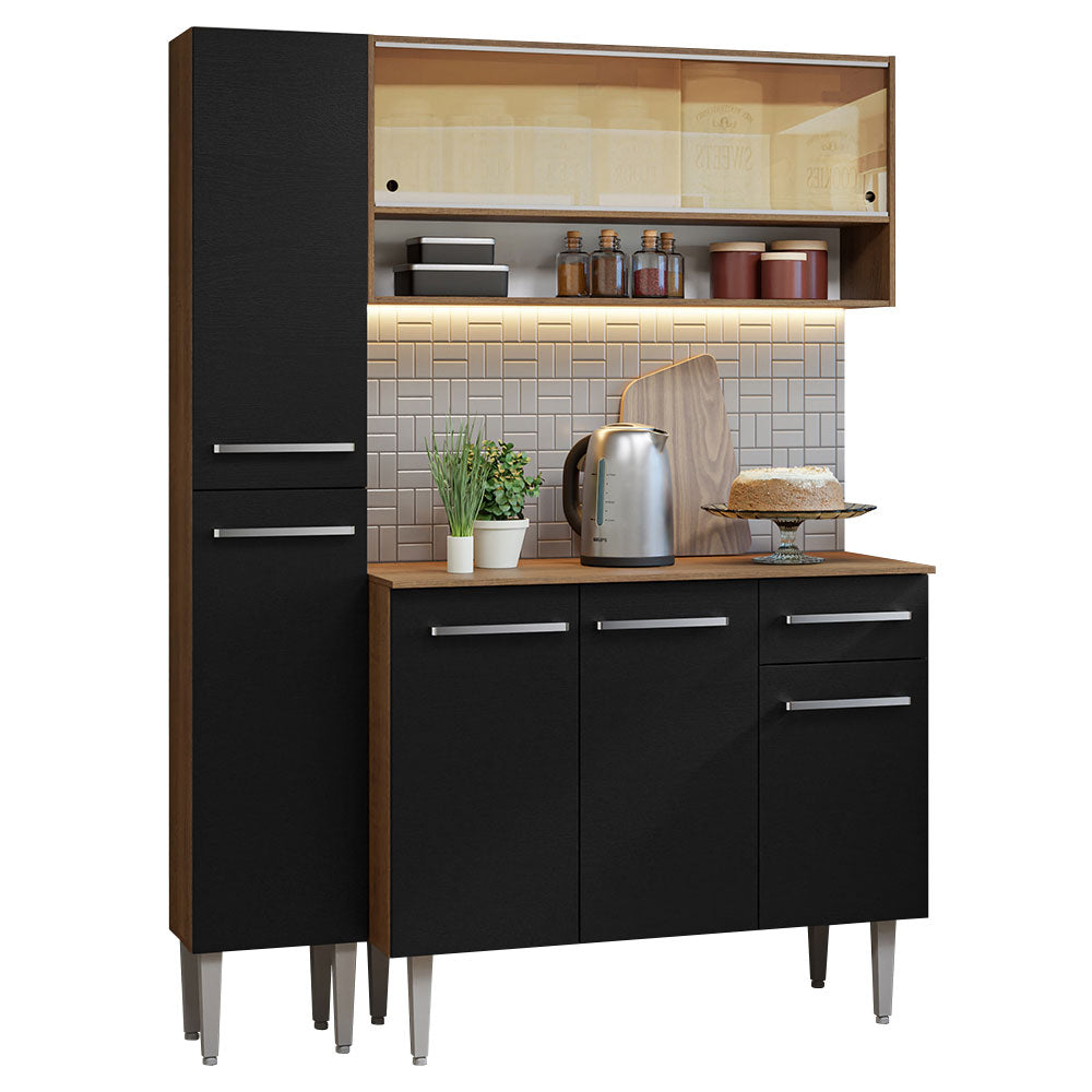 Combo completo de Cocina 137cm Marrón/Negro Emilly 09