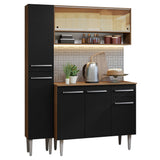 Combo completo de Cocina 137cm Marrón/Negro Emilly 09