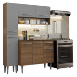 Cocina Compacta 137 cm Emilly Marrón/Gris 011