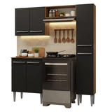 Cocina Compacta 156 cm Emilly Marrón/Negro 02
