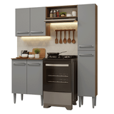 Cocina Compacta 156 cm Emilly Marrón/Gris 02