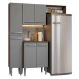 Cocina Compacta 156 cm Emilly Marrón/Gris 03
