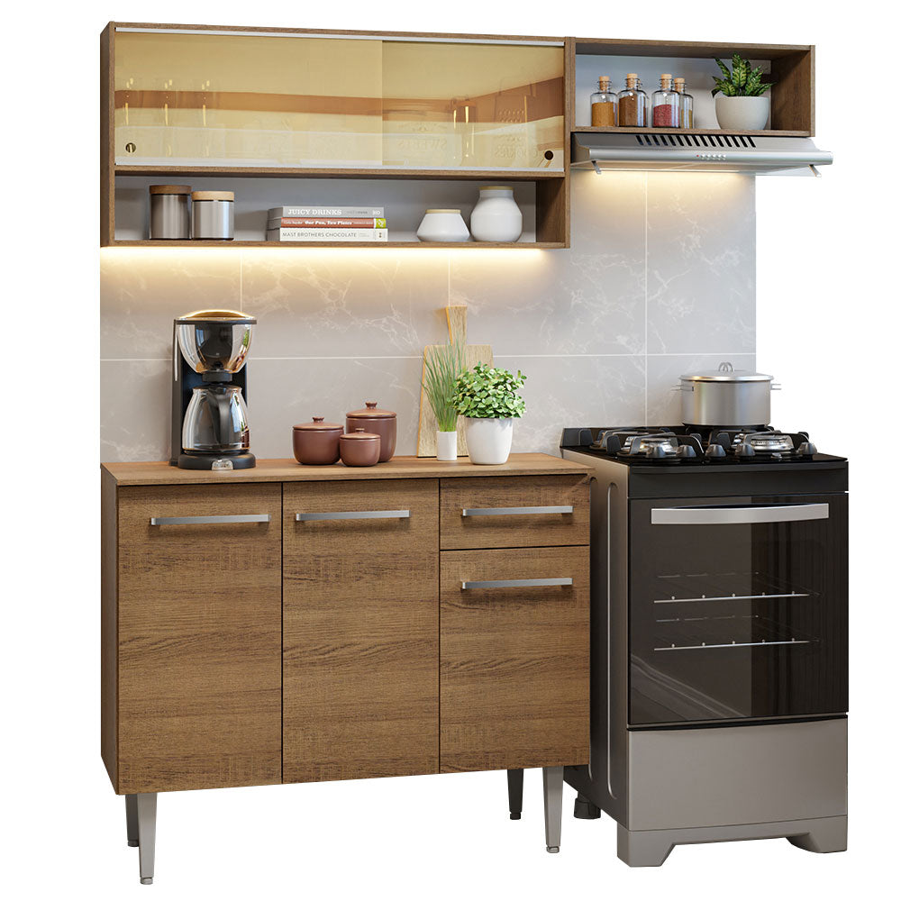 Combo de Cocina Compacta 165cm Marrón Emilly Madesa 02