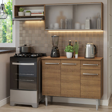 Cocina Compacta 165 cm 5 Puertas 1 Cajón Marrón Emilly Madesa